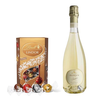 Zonin Prosecco DOC Special Cuvee Millesimato 75cl With Lindt Lindor Assorted Truffles 200g